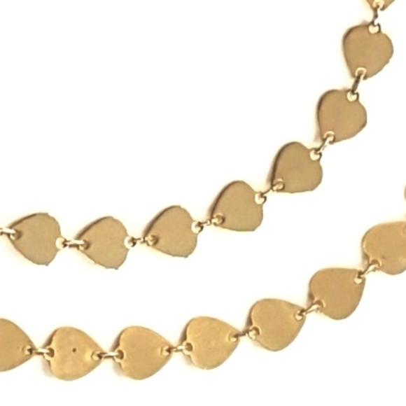 Necklace 1960s 45" Long Gold Tone Metal Leaves Hearts Boho Fest Sparkly Retro - Picture 5 of 5